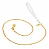 CHAIN LEASH WHITE ECOLEATHER/GOLD