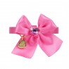 HEART SEW ON BOW COLLAR FUCSIA ECOLEATHER/GOLD