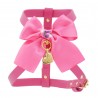 HEART SEW ON BOW HARNESS FUCSIA ECOLEATHER/GOLD