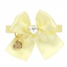 HEART SEW ON BOW COLLAR YELLOW ECOLEATHER/GOLD