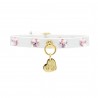 PINK RIVOLI COLLAR WHITE ECOLEATHER/GOLD