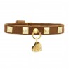 STUD COLLAR COGNAC ALCANTARA/GOLD