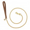 CHAIN LEASH COGNAC ALCANTARA/GOLD