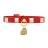 STUD COLLAR RED ECOLEATHER/GOLD