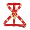 STUD HARNESS RED ECOLEATHER/GOLD