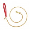 CHAIN LEASH RED ECOLEATHER/GOLD